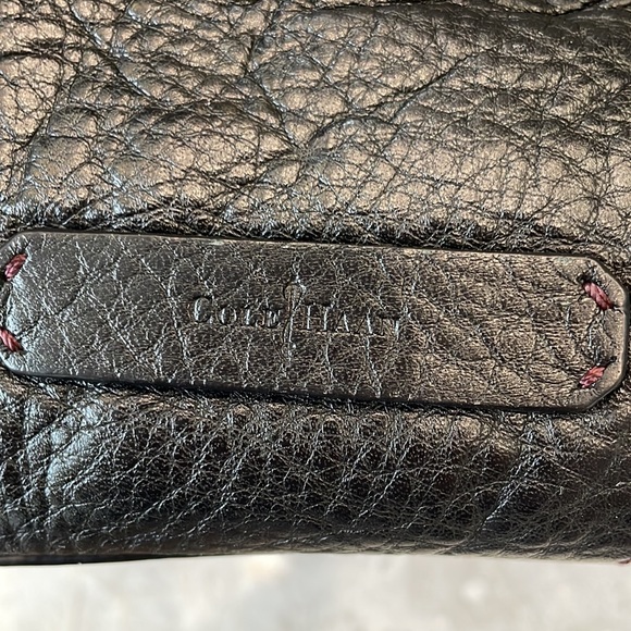 LAST CHANCE! Cole Haan Black Ruched Satchel Leather Shoulder Bag - Picture 5 of 10